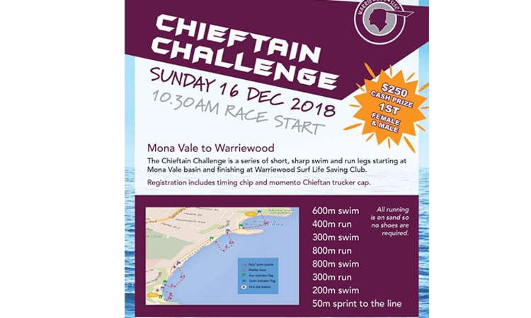 Chieftain Challenge run swim run Warriewood NSW 2019